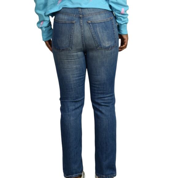 The Great Straight A Jeans Blue Button Fly High Waist Premium Denim Size 25 - Picture 2 of 14